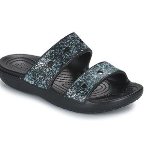 Crocs black glitter sandal toddler size 11